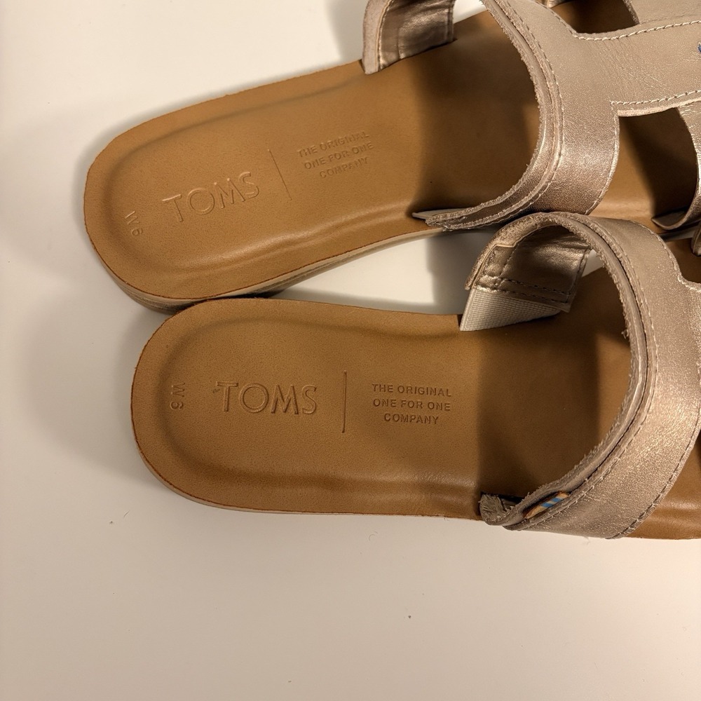 Toms Womens Seacliff Slide Sandals Rose Gold Leather Size 6 - Picture 4 of 6